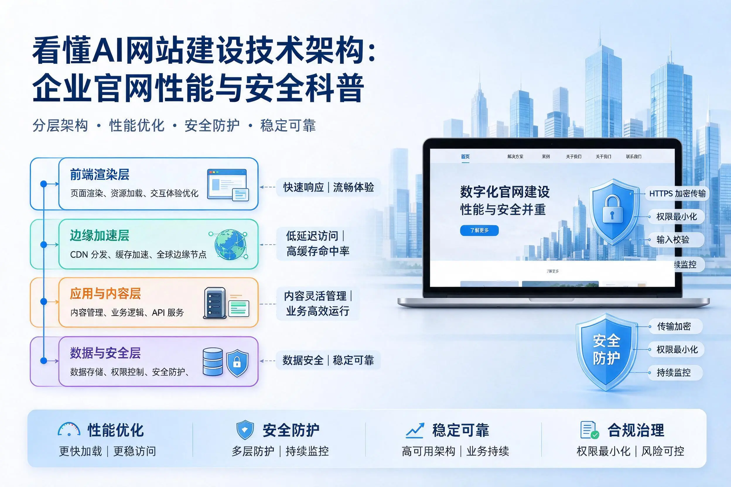 看懂AI网站建设技术架构：锡林郭勒企业官网性能与安全科普