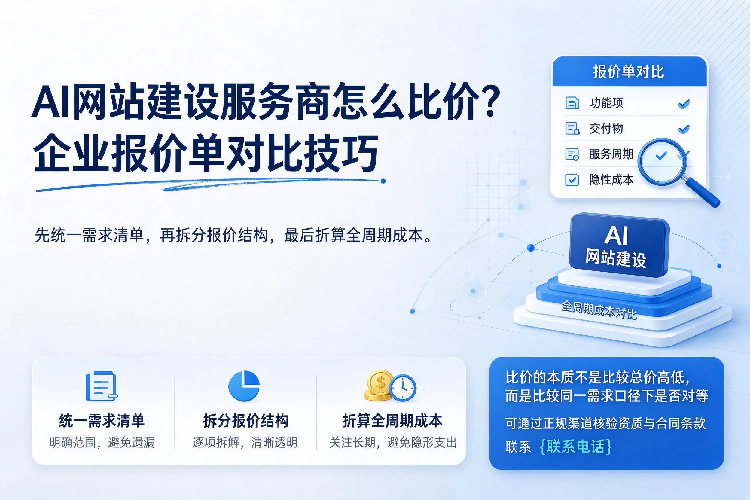 AI网站建设服务商怎么比价？锡林郭勒企业报价单对比技巧