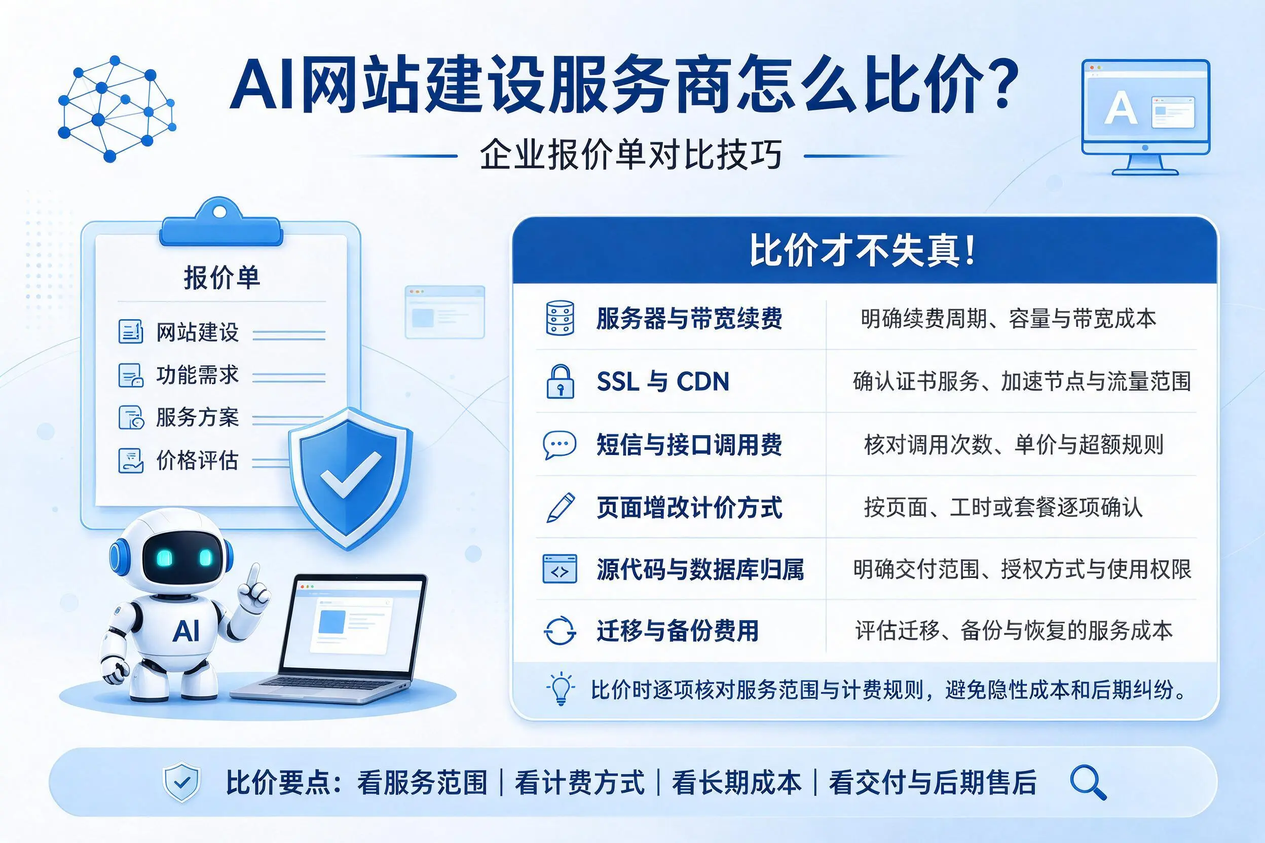 AI网站建设服务商怎么比价？锡林郭勒企业报价单对比技巧